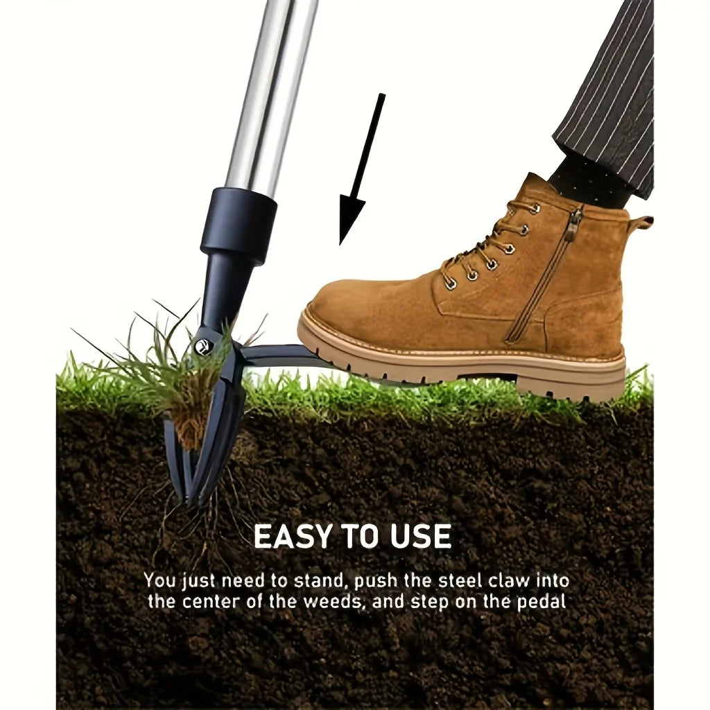 Heavy-Duty Stand Up Weed Puller Tool,4-Claw Upright Weeder with Adjustable Height, Portable Tool for Lawn,Durable,Lightweight