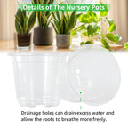 30 Packs 3.5/4/5 Inch Clear Nursery Pots, Transparent Plastic Planter with Drainage Holes, Seed Starting Pot Flower Plant Contai