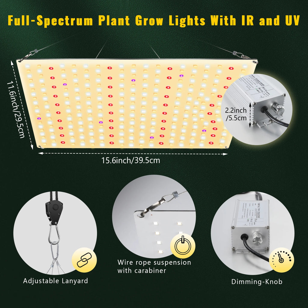 LED Grow Light 500W 600W 800W 1000W Diode Full Spectrum Silent Quantum Board Used for Greenhouse Tent Hydroponic Plant