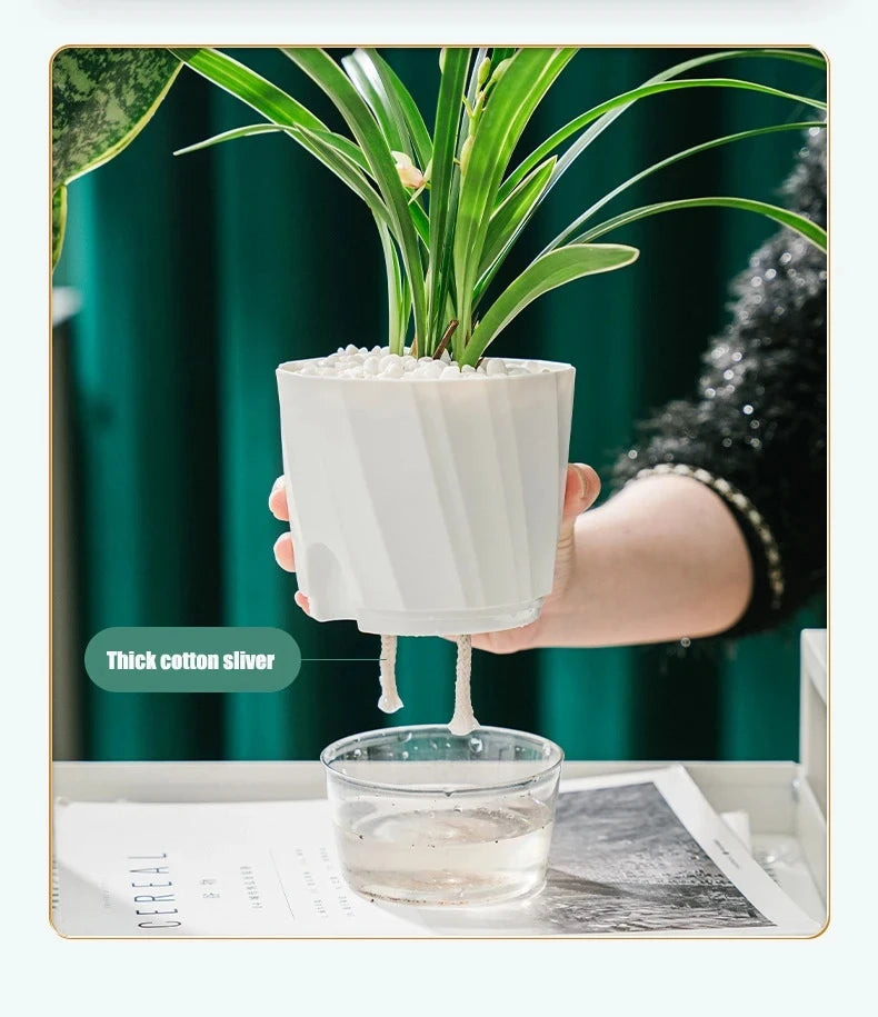 Clear Watering Pot Automatic Watering Planter Lazy Planter pot self Watering Container Lazy Flower Pot White Fully Transparent