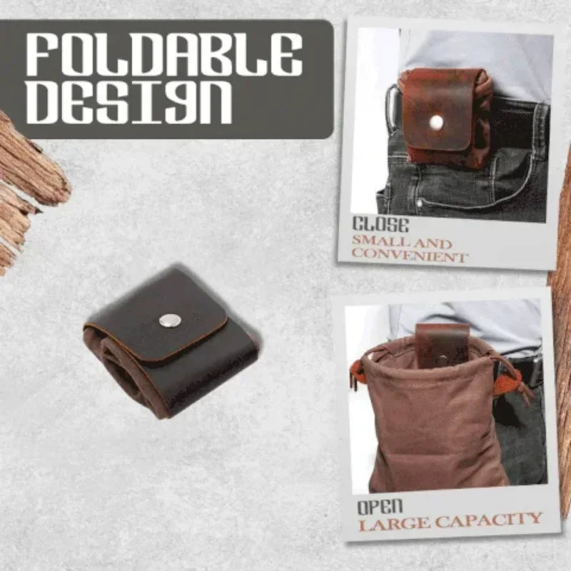 Leather Waxed Canvas Pouch Garden Tool Bag Tote Garden Tools Bag In Water Proof Canvas Rolling Bag Outdoor Canvas Picking Bag