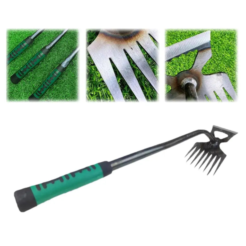 8 Teeth Garden Weed Rake 2In1 Garden Rake Manual Weed Grass Rooting Tool Puller Shovel Hand Gardening Loose Soil Tool