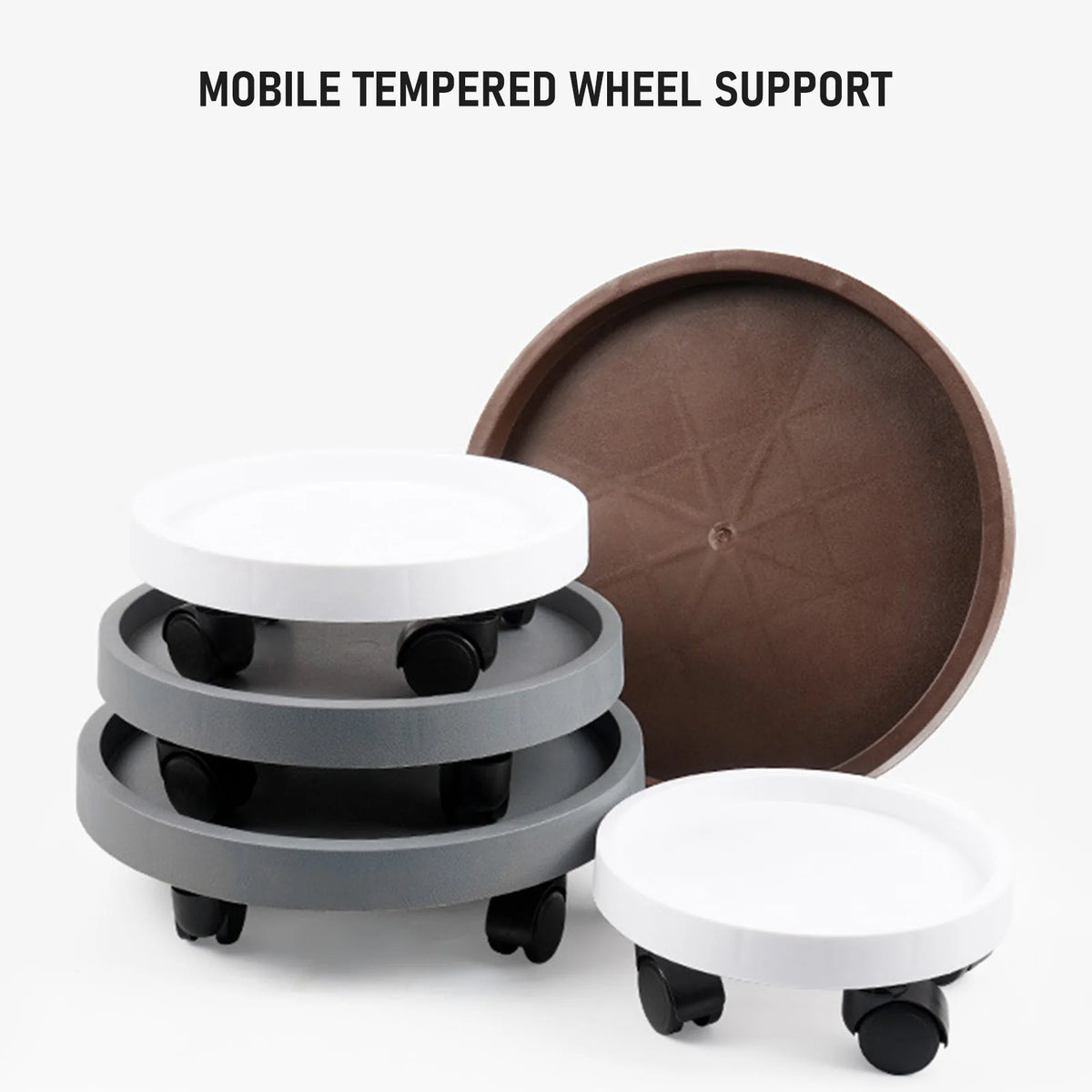 Round Movable Planter Tray With Wheels Multi-Purpose Moving Potted Plant Tool For Large Potted Plants Gardening Flower Pot Tray