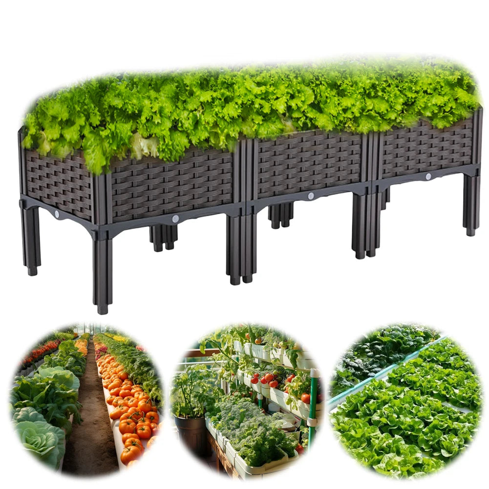 Plastic Raised Garden Bed with Legs Raised Planter Box Elevated Planting Container for Gardening Vegetables Fruits Flowers