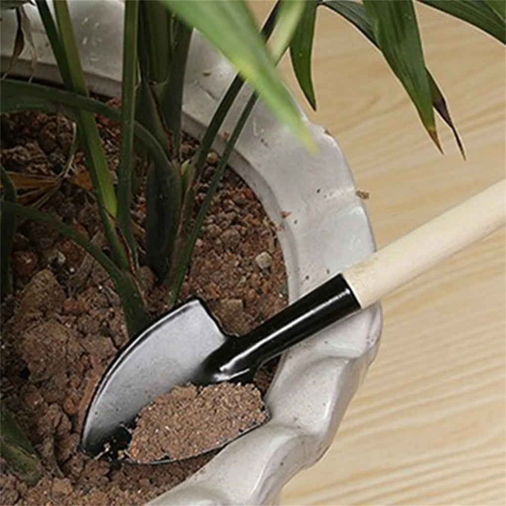 3-Piece Mini Garden Tools Set, Wooden Handle Shovel Rake Trowel for Succulent Plant Bonsai Care, Household Gardening Gift Idea