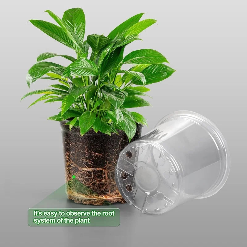 5pcs Home Garden Round Planter Pot Orchid Nursery Container Planter Container Transparent Orchid Container Round Starting Pot