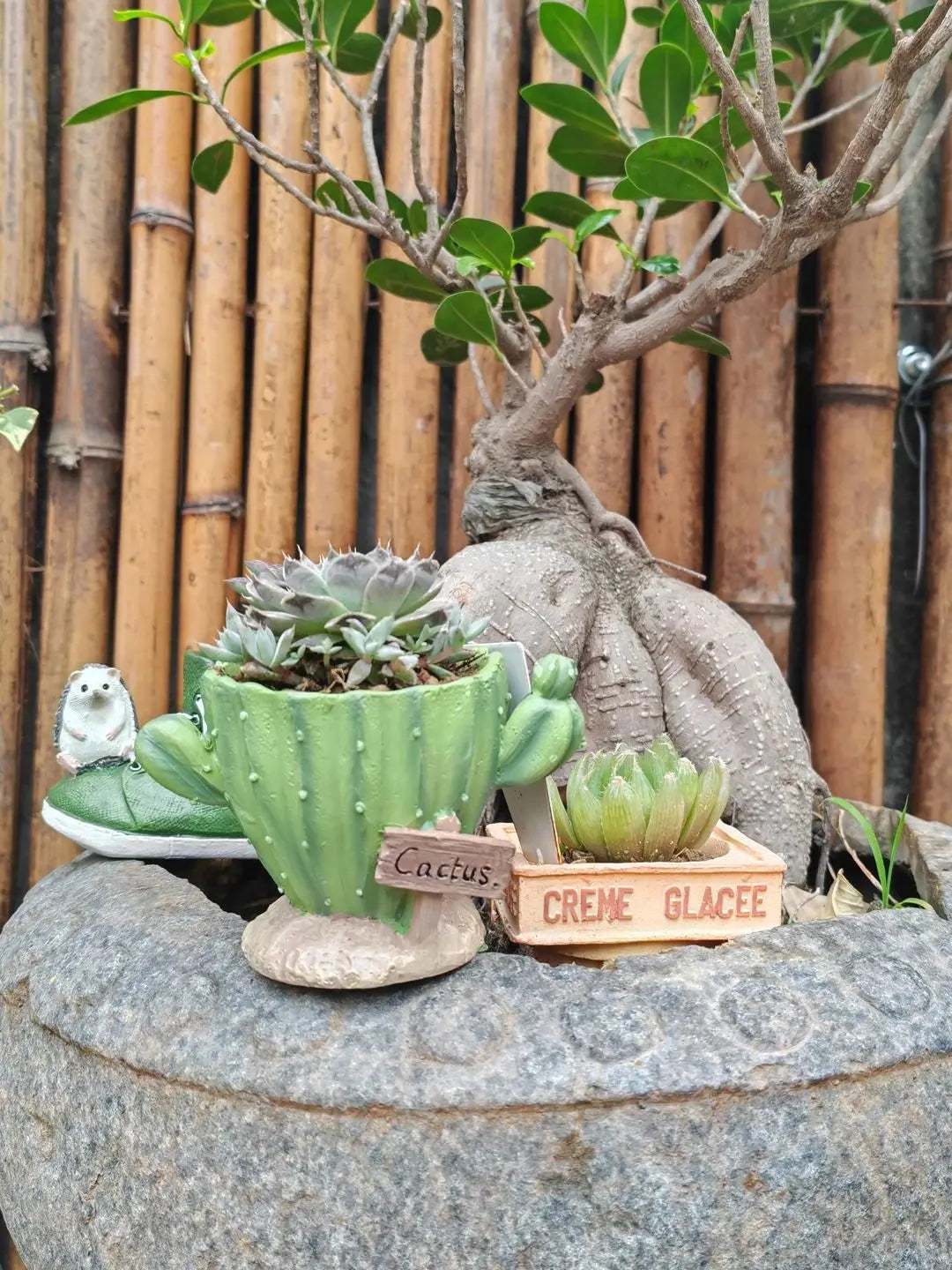 Cactus Flower Planter Pot Cute Mini Resin Cactus Flowerpot With Drainage Holes Cactus Indoor Outdoor Decor