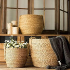 1Pcs Mini/S/M/L Grass Woven Flowerpot For Garden Terraces Small Plant Flower Basket Seedling Containers Planter Basket