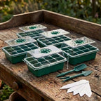 12/40 Holes Seed Starter Tray Seedling Plant Trays with Humidity Vented Domes Bases Seed Starting Indoor Gardening Greenhouse