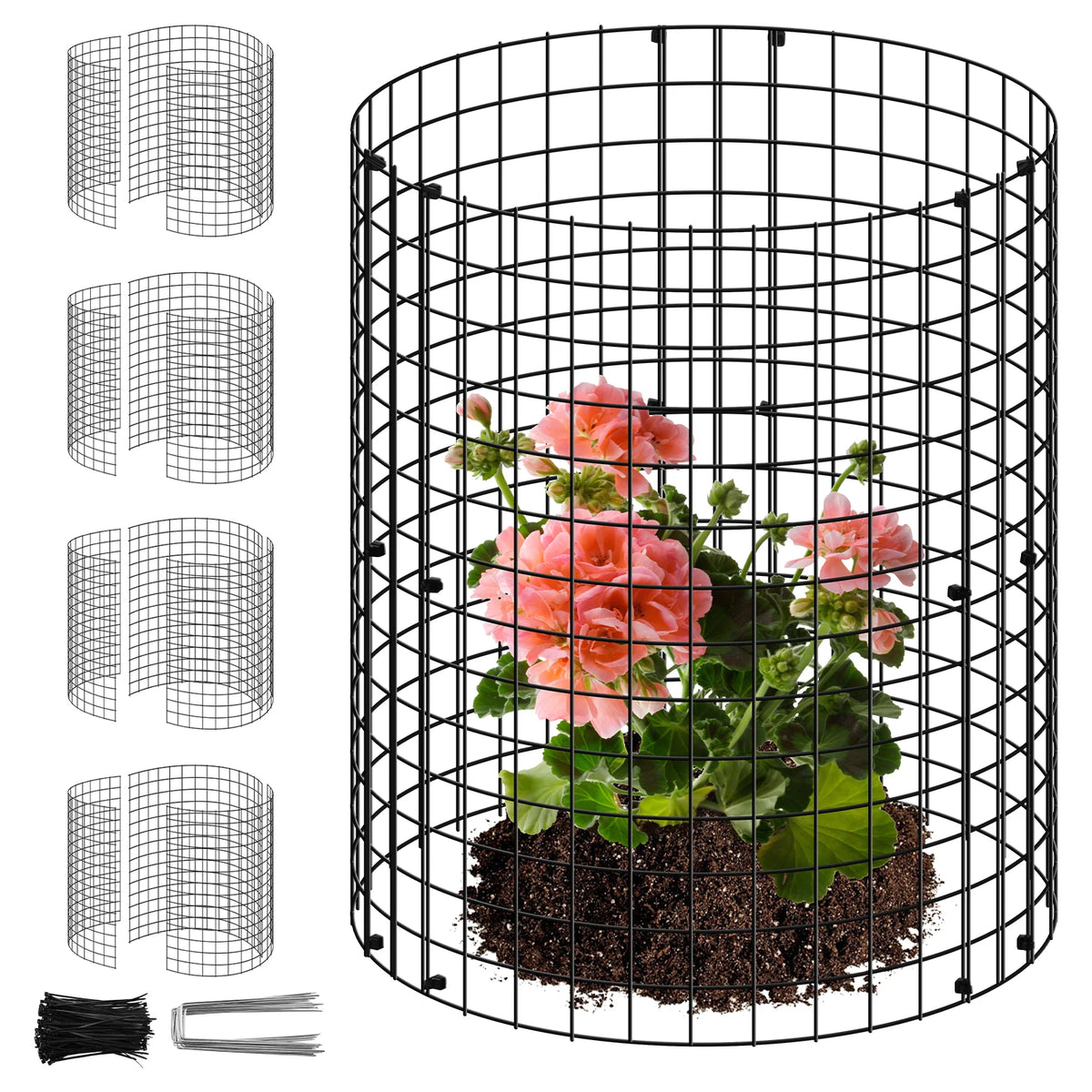 15Pcs Plants Protector Cages 35x35cm Mesh Plants Cage Covers with Ties and Pegs Rustproof Plants Cloche Garden Accessories