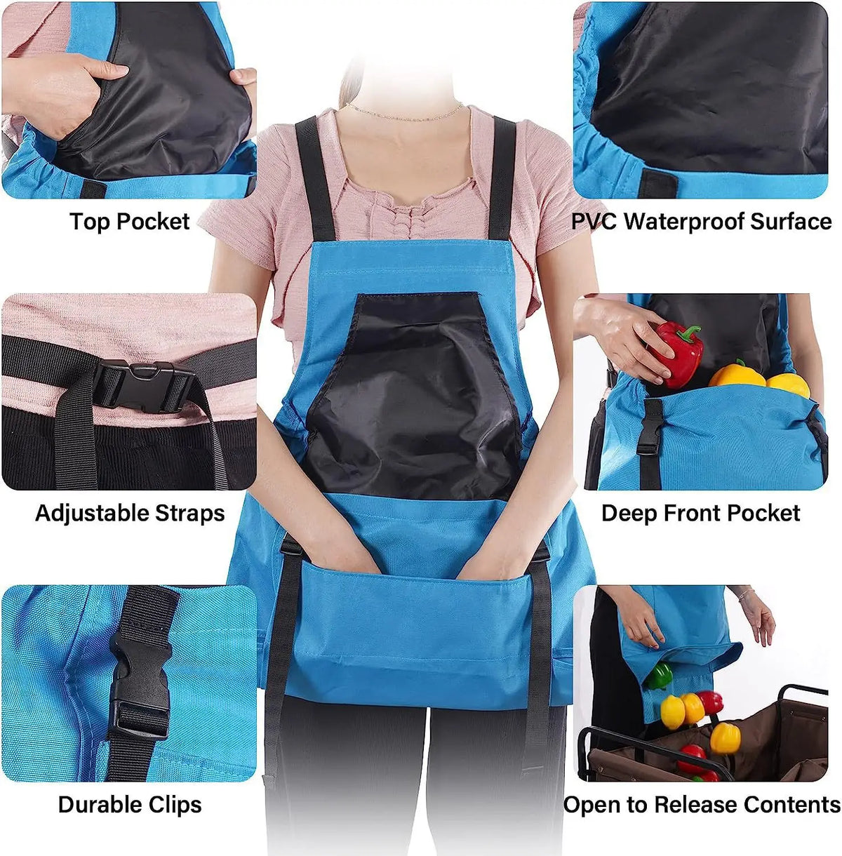 Gardening Tool Quick Release Harvesting Apron Waterproof Oxford Cloth Large-capacity Harvesting Bag For Vegetable Garden