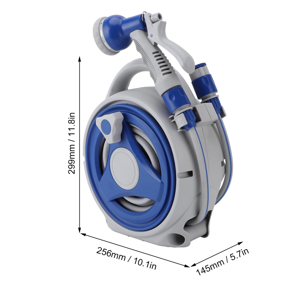 Garden Hose Reel Handheld Sunproof Hose Reel with 15m Water Pipe Nozzle for Home Yard Watering Hose Reel Watering Car
