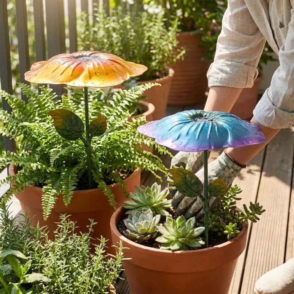Flower Shape Plant Shade Umbrella UV Protection Iron Art Plant Sunblock Cover Weather-resistant Rust-proof Garden Shade Cover