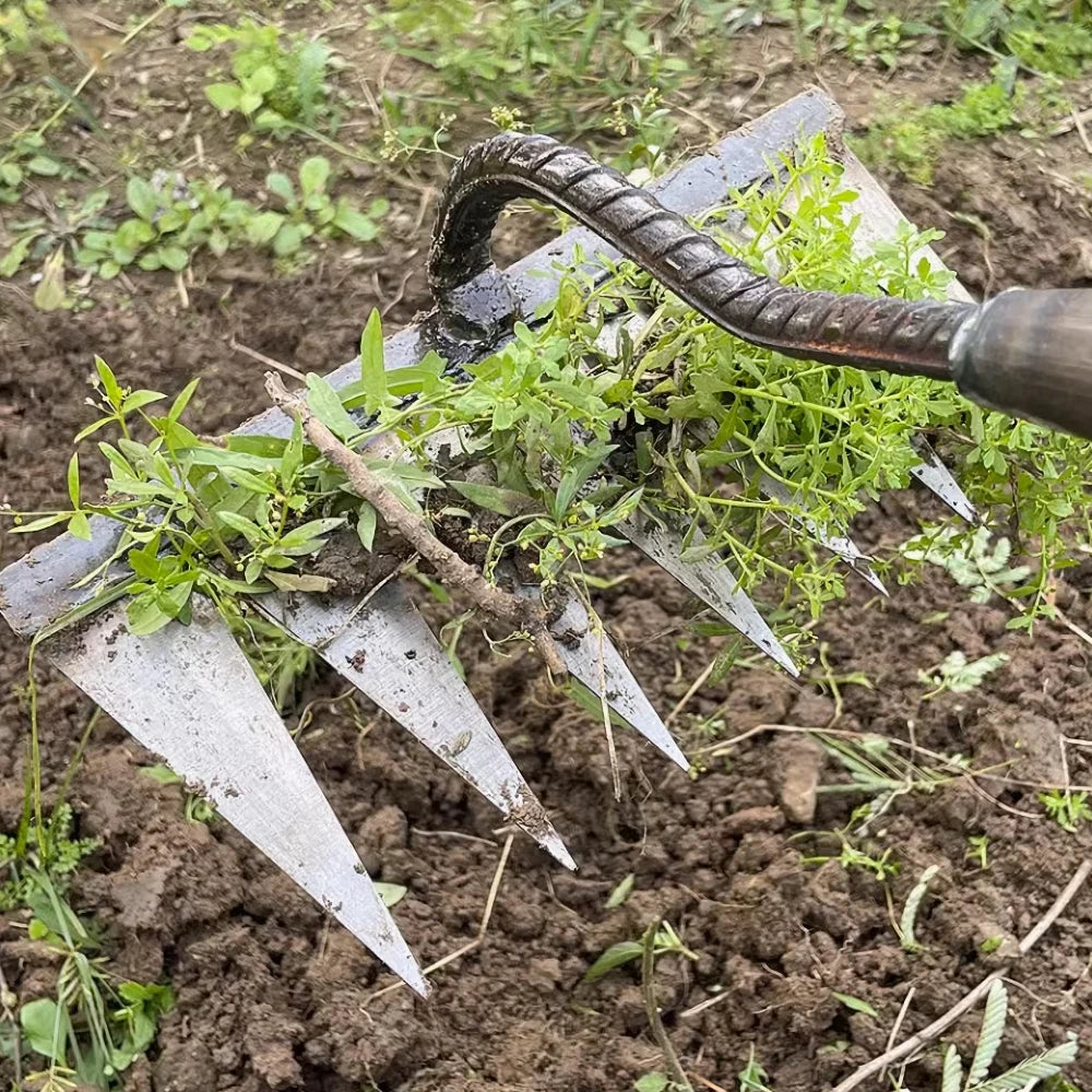 4/5/6/7 Teeth Weeding Hoe Rake Farm Tool Weeding Scarifier Artifact Agricultural Garden Tool Hoe Farm Growing Weeding Tools
