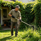 Sickle Weeding Tool Long Handle Manual Weeder with Double Blade Head Garden Hand Tool for Weeding Farm Harvesting Clearing Vines