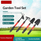 1 Piece Five-Tooth Gardening Spade Rake Hoe Integrated Design Comfort Handle for Outdoor Garden Weeding Digging Planting