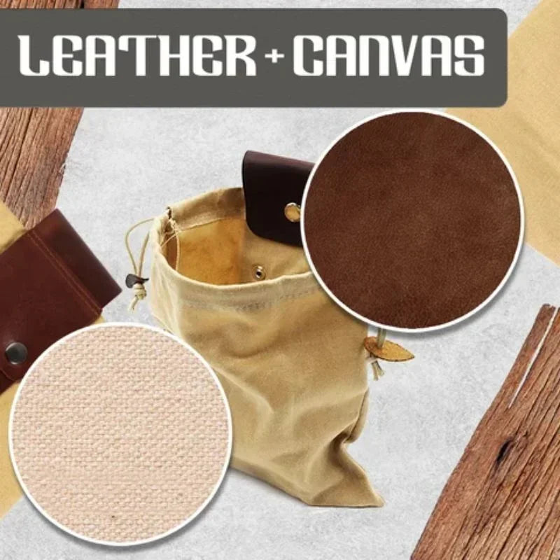 Leather Waxed Canvas Pouch Garden Tool Bag Tote Garden Tools Bag In Water Proof Canvas Rolling Bag Outdoor Canvas Picking Bag