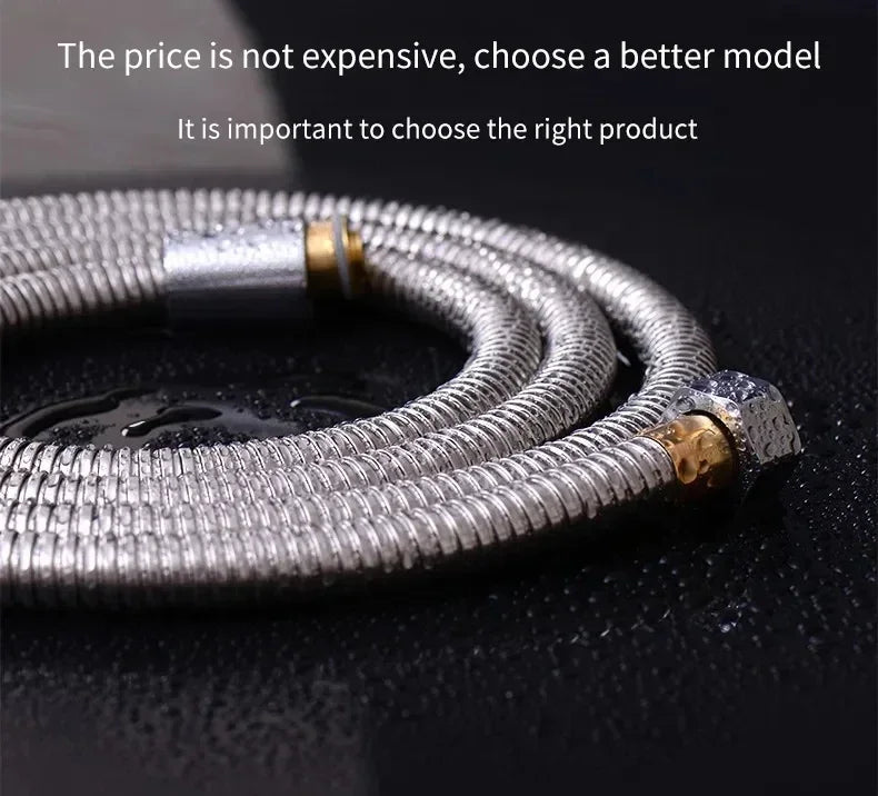 Garden Water Hose Black Pipe 1.5/2M Flexible Pull Extension Pipes Shower Accessories New SUS304 Bathroom Extendable Hoses Home