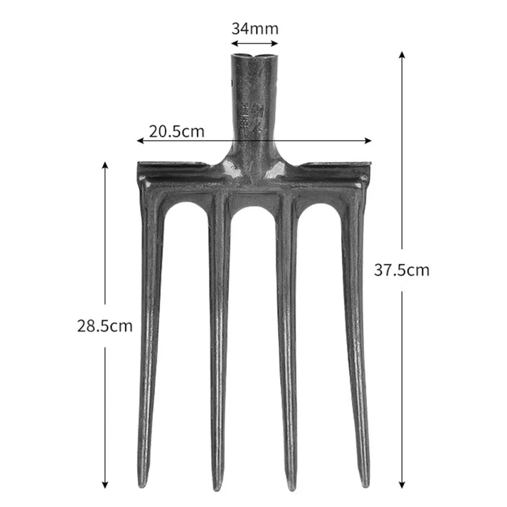 Sturdy High Carbon Steel Digging Fork 4 Tine Anti Breakage Garden Fork Spading Fork Farm Tool