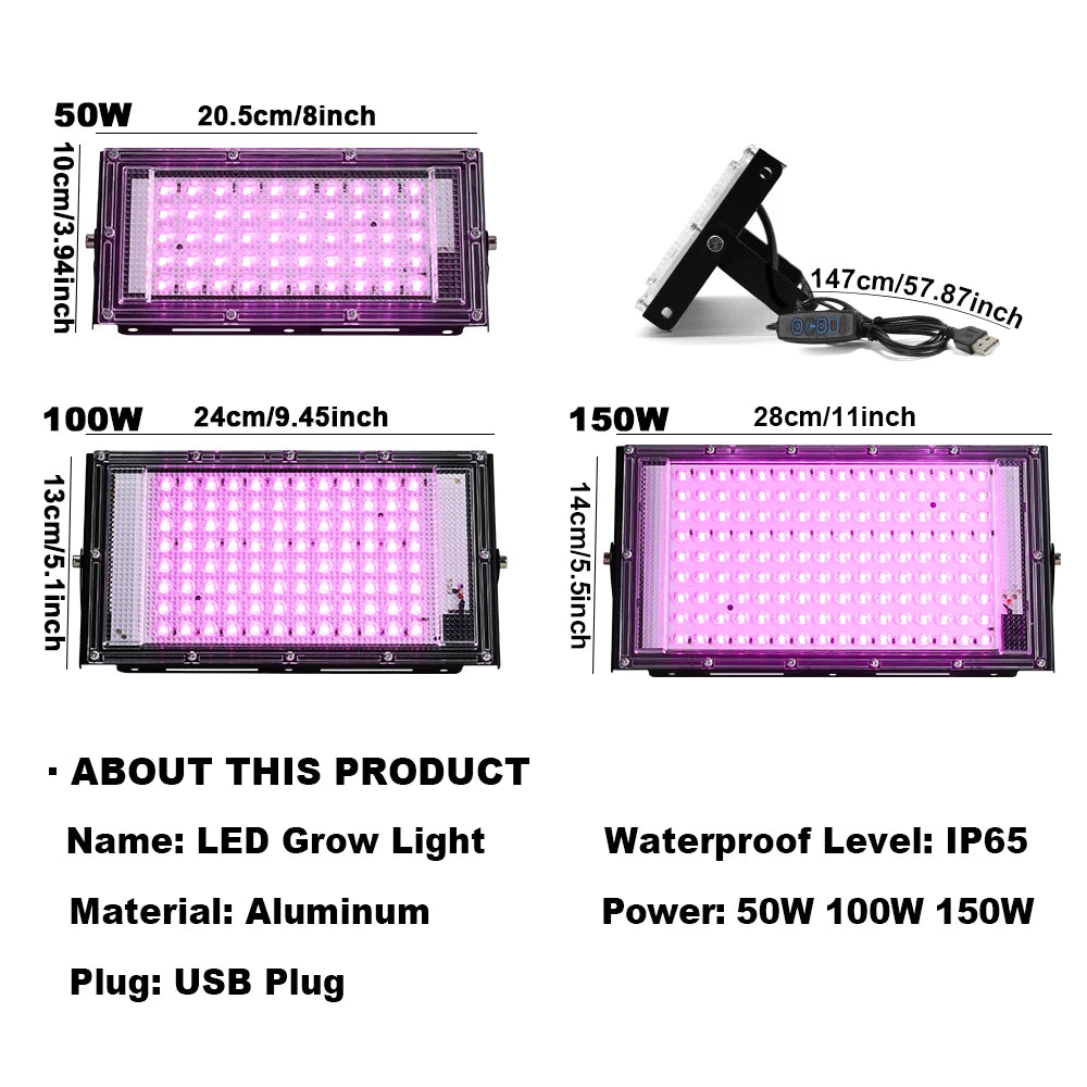 Led Grow Light 50W 100W 150W 220V Outdoor Full Spectrum LED Plant Growth Lamp Led Spotlight Projector Streetlight Led Floodlight