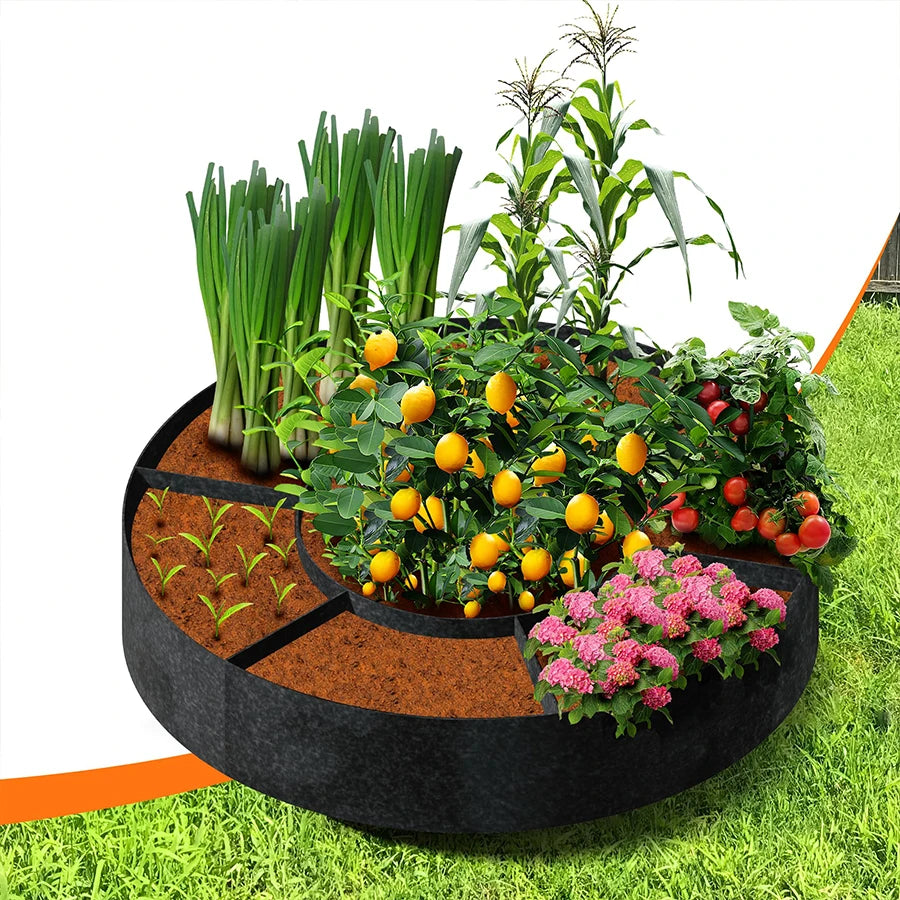 6+1 Grids Nonwoven Planting Grow Bag Pots Gardening Supplies Outdoor Garden Planters Vegetable Flower Pot Container Seeds Sack