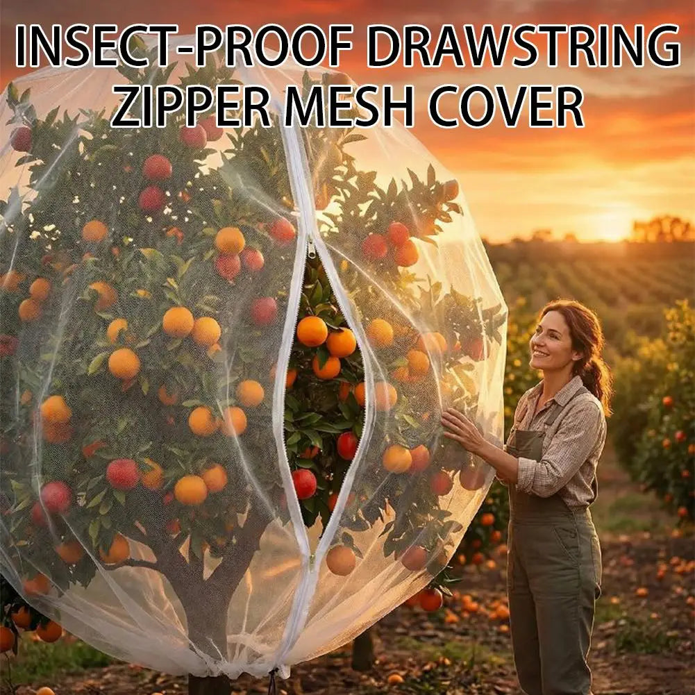 Insect Netting Cover for Plants with Zipper & Drawstring Breathable Anti-Bug Mesh for Garden Vegetables, Trees & Potted Plants