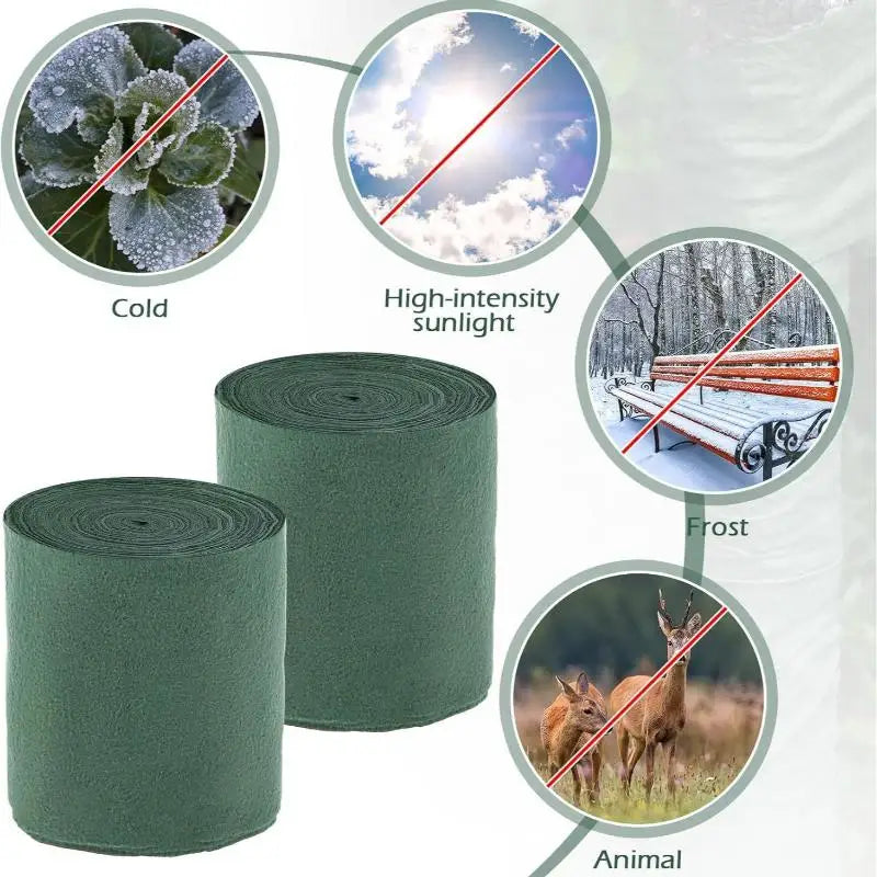 ●Tree Protector Wrap For Winter Freeze Protection- Breathable Trunk Bark Guard Away From Deer Animal,For Shrub Young Tree Plants