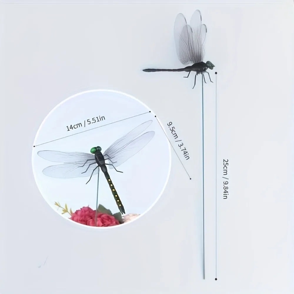 Dragonfly Garden Stakes, 10-Piece Plastic Flower Pot Decorations