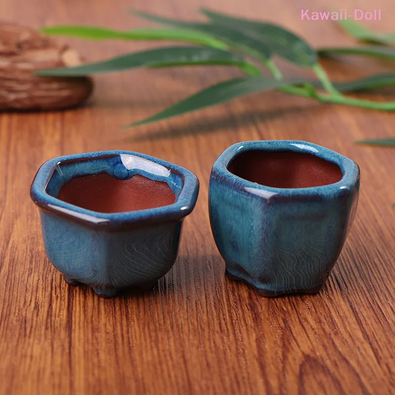 Dollhouse Mini Plant Pots Flower Pot With Holes Bonsai Flowerpot Purple Sand Craft Chinese Style Plant Pot Planter Garden Decor