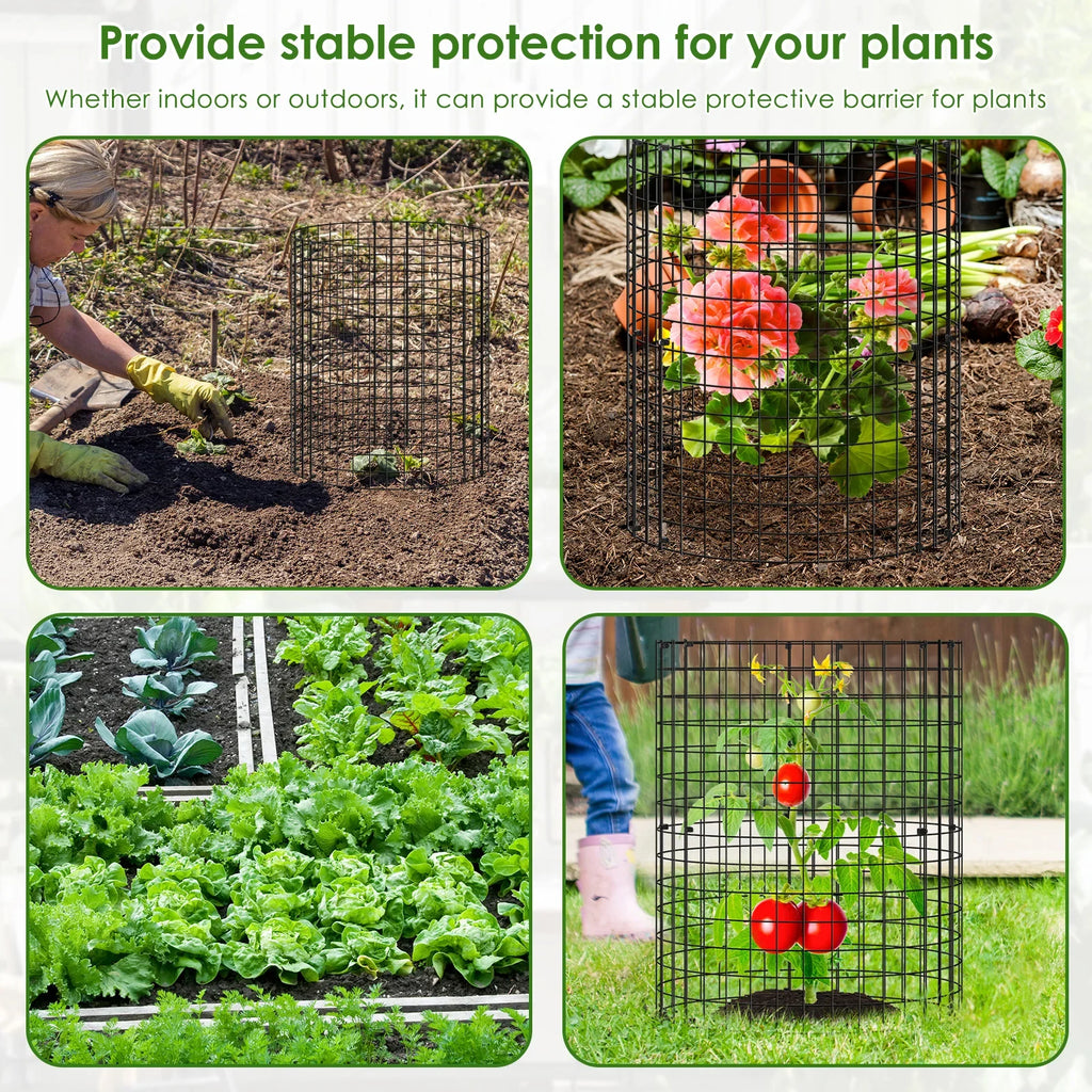 15Pcs Plants Protector Cages 35x35cm Mesh Plants Cage Covers with Ties and Pegs Rustproof Plants Cloche Garden Accessories