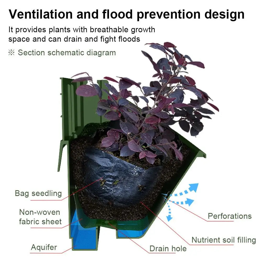 1PC Hanging Garden Plant Wall Flower Pot Container Wall Hanging Vertical Green wall-mounted Plastic Planting Box Home Decor
