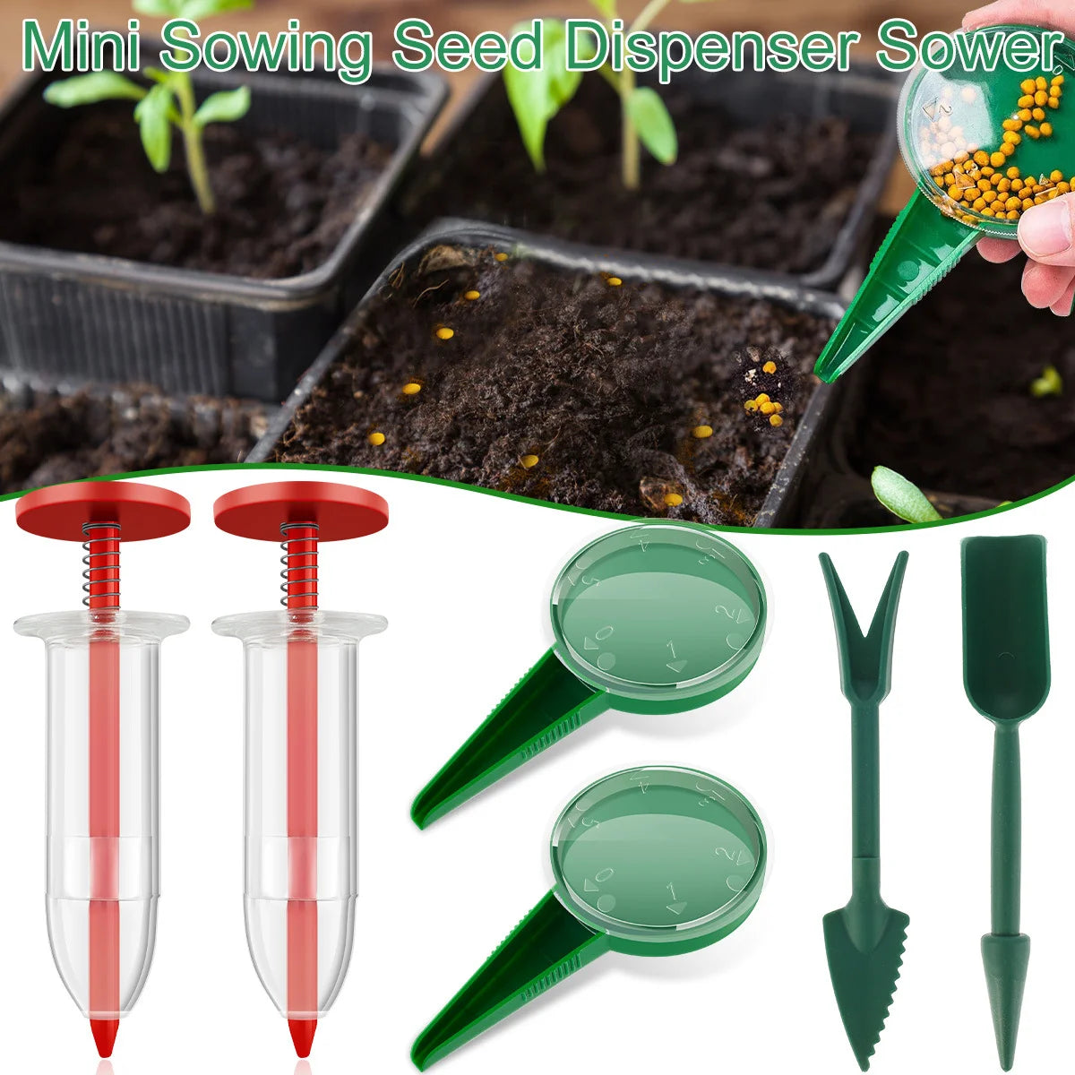 Adjustable Seed Distributor - An Easy-to-Use Manual Seeder Suitable for All Seeds, An Ideal Garden and Lawn Care Tool, and A See