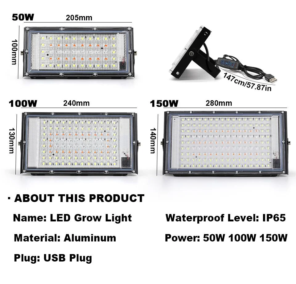 LED Grow Light Phytolamp For Plants USB 5V Sunlike Full Specturm Plant Lights Adjustable Brightness Floodlight Hydroponic IP65