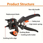 Professional Grafting and Pruning Tools, Fruit Tree Grafting Shears, 2-in-1 Branch Cutting and Grafting Shears.