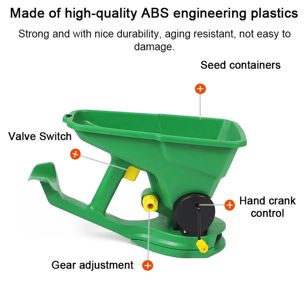 Gardening Seed Spreader Manual Seeder 1.5L Capacity  with 5 Gears Adjustable for Sowing Fertilizing Melting Snow for Garden Lawn