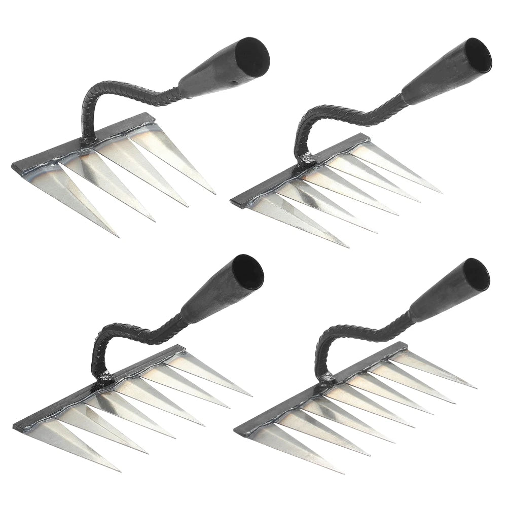 4/5/6/7 Teeth Weeding Hoe Rake Farm Tool Weeding Scarifier Artifact Agricultural Garden Tool Hoe Farm Growing Weeding Tools