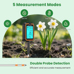 PH Meter Earth Plant Soil Meter with Value/Temperature/Humidity/Light Tester Dual Probes for Gardening Farm Lawn Agriculture