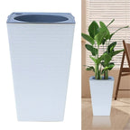 Large Flowerpot Imitation Metal Plastic Tall Planter Garden Accessories Brick Pattern Square Flower Pots With Inlet Watering