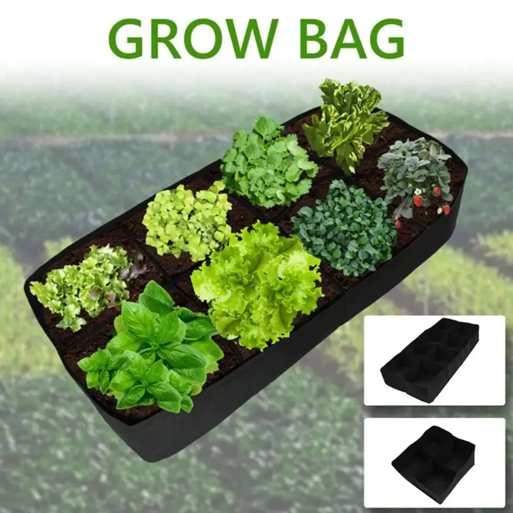 Garden Planting Bag Multi-gird Felt Growing Bag Rectangle Planting Nursery Pot Vegetable Tomato Potato Planting Container Plant