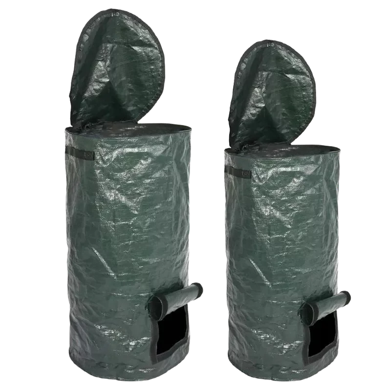 Garden Composter Eco-Friendly Bio Fermentation Bag with Zipper and Double Handles Collapsible Compost Bin for Dispose of Kitchen