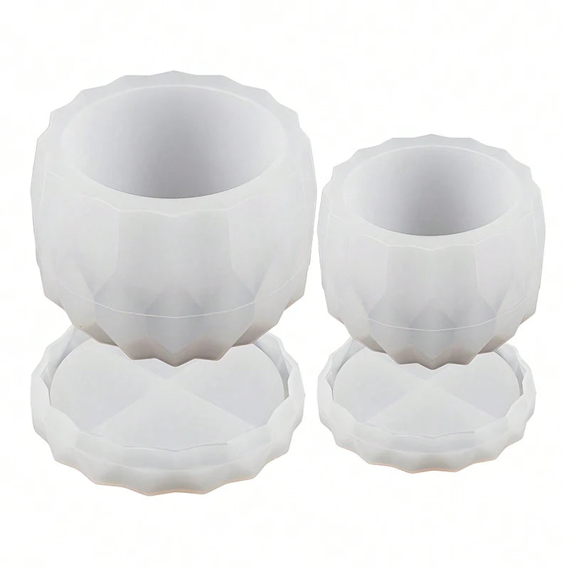 1set Diamond Shaped Silicone Planter Mold DIY Flower Pots and Saucers Cement Clay Mold Storage Box Resin Mold Plaster Craft