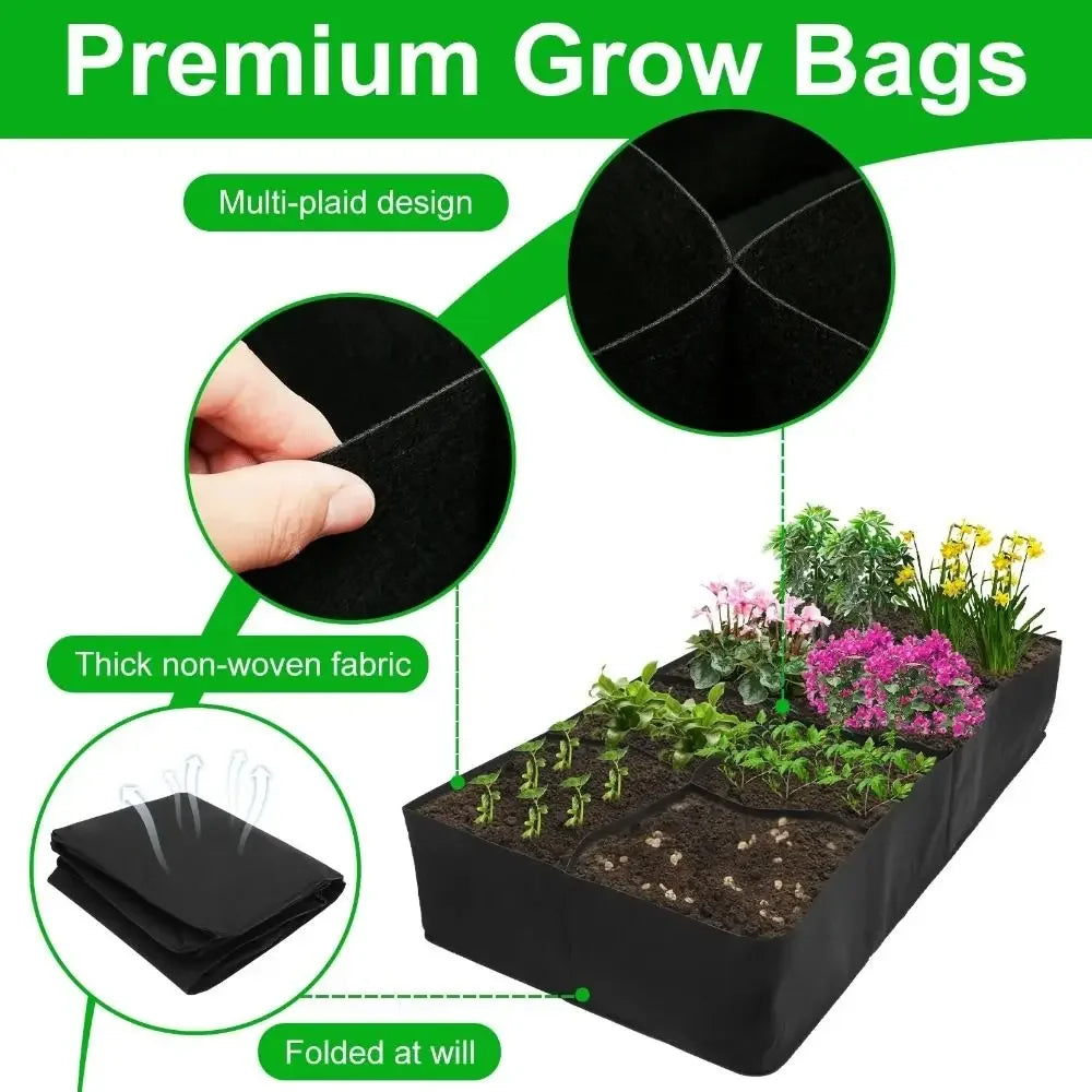 Garden Planting Bag Multi-gird Felt Growing Bag Rectangle Planting Nursery Pot Vegetable Tomato Potato Planting Container Plant