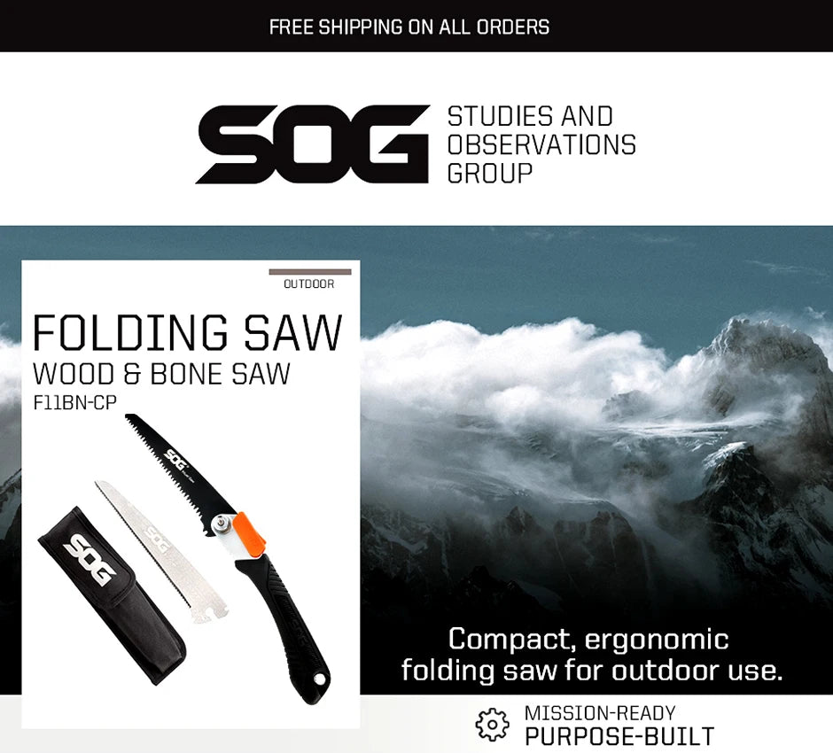 SOG Folding Saw Multifunctional Hand Tools Mini Foldable Home Garden Outdoor Camping Hunting Small Survival Multi-tool Wood Saw