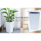 Large Flowerpot Imitation Metal Plastic Tall Planter Garden Accessories Brick Pattern Square Flower Pots With Inlet Watering