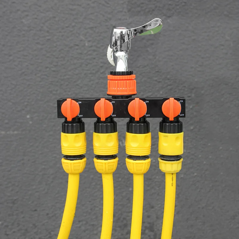 Garden Hose Pipe Splitter 4-Way Faucet Diverter Tap Hose Connector Splitter Four Independent Switches For Home Lawn Irrigation