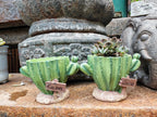 Cactus Flower Planter Pot Cute Mini Resin Cactus Flowerpot With Drainage Holes Cactus Indoor Outdoor Decor