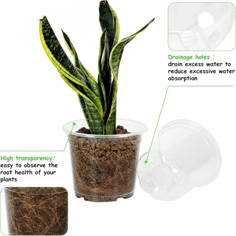 5pcs Home Garden Round Planter Pot Orchid Nursery Container Planter Container Transparent Orchid Container Round Starting Pot