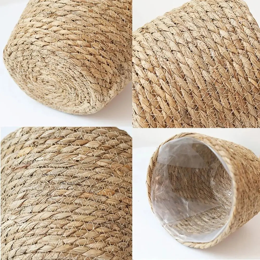 1Pcs Mini/S/M/L Grass Woven Flowerpot For Garden Terraces Small Plant Flower Basket Seedling Containers Planter Basket