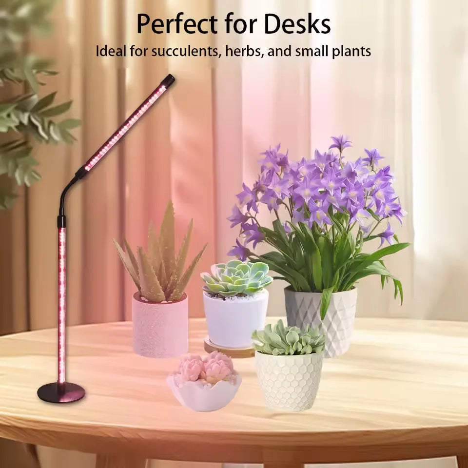 LED Grow Light for Indoor Plants, Adjustable Gooseneck Plant Lamp with Full Spectrum Beads, Strong Beam, Timer and Dimmable Mode