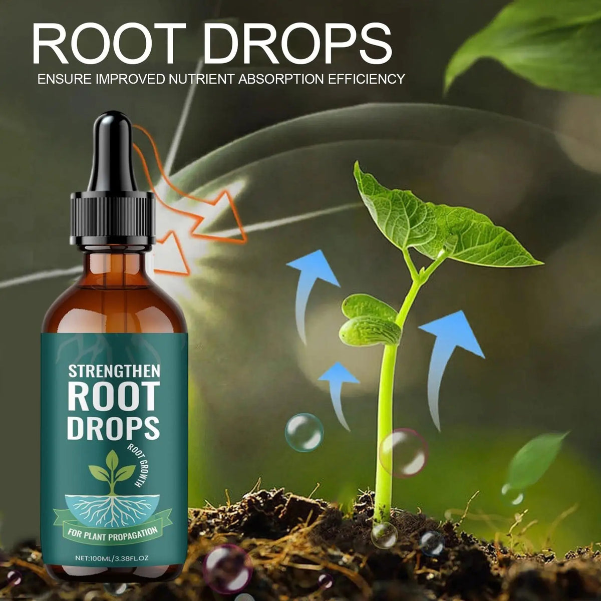 Root Drops for Propagation Rooting Liquid Fertilizer Supplement 100ml Root Booster for Plants Indoor Gardening Outdoor Gardening
